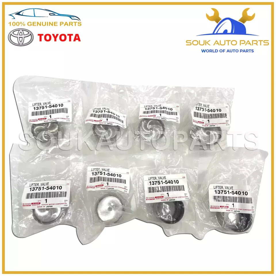 13751-54010 Genuine Toyota LIFTER, VALVE (Set of 8 Pcs) 1375154010 OEM