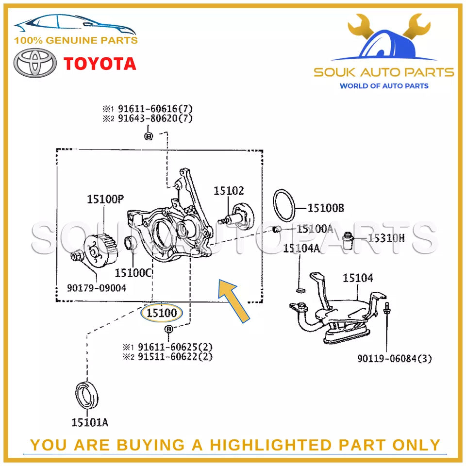 15100-11110 Genuine Toyota OIL PUMP 4EFE 5EFE 1510011110 OEM PASEO COROLLA