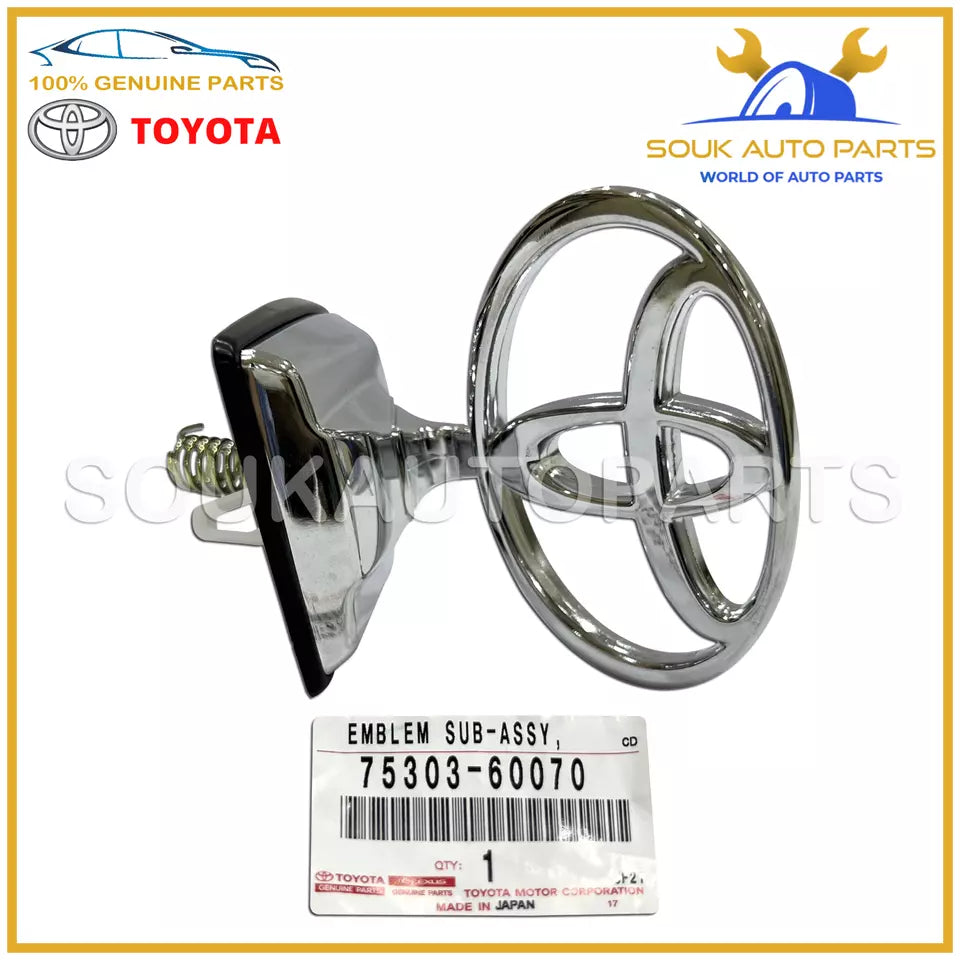 75303-60070 Genuine Toyota EMBLEM SUB-ASSY, HOOD 7530360070 OEM