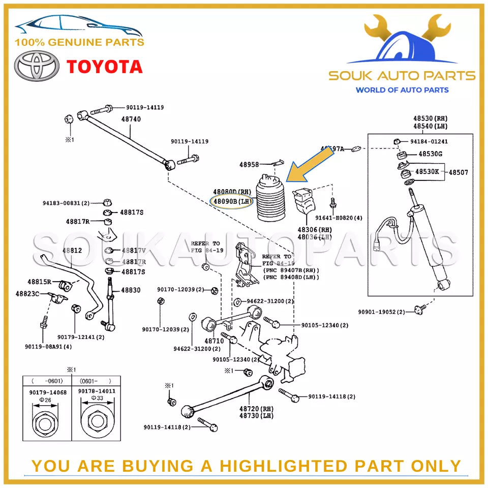 48090-35011 Genuine Toyota CYLINDER ASSY, PNEUMATIC, REAR LH 4RUNNER Lexus GX470