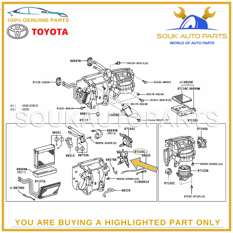 87106-35180 Genuine Toyota SERVO SUB ASSY, DAMPER (FOR AIRMIX) 8710635180 OEM