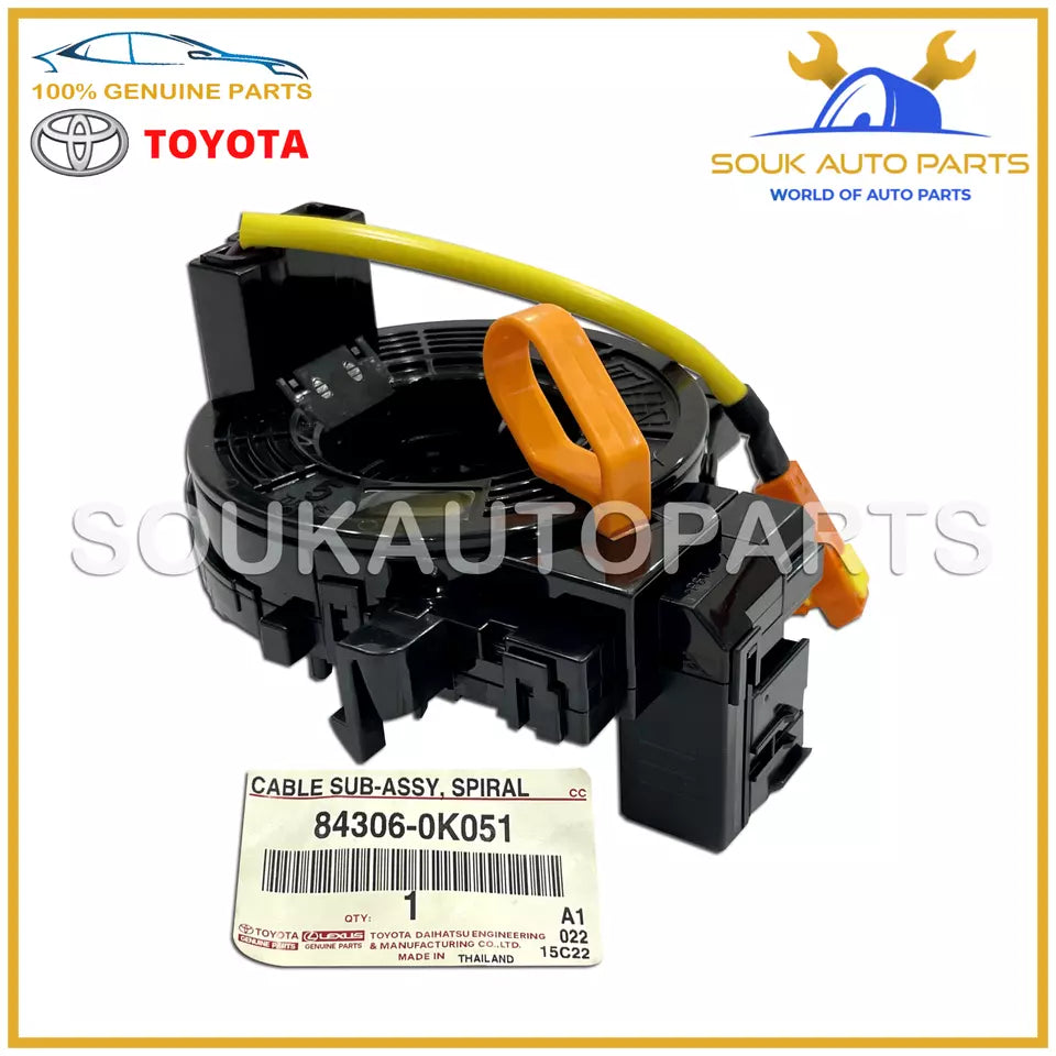 84306-0K051 Genuine Toyota SPIRAL CABLE SUB-ASSY 843060K051 OEM