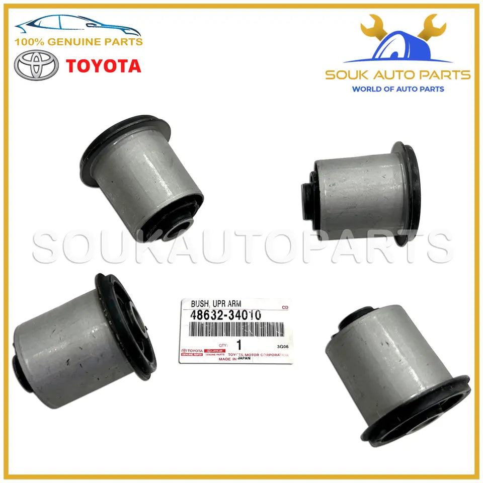 48632-34010 Genuine Toyota BUSH SET OF 4 Pcs FRONT SUSPENSION UPPER ARM, RH/LH