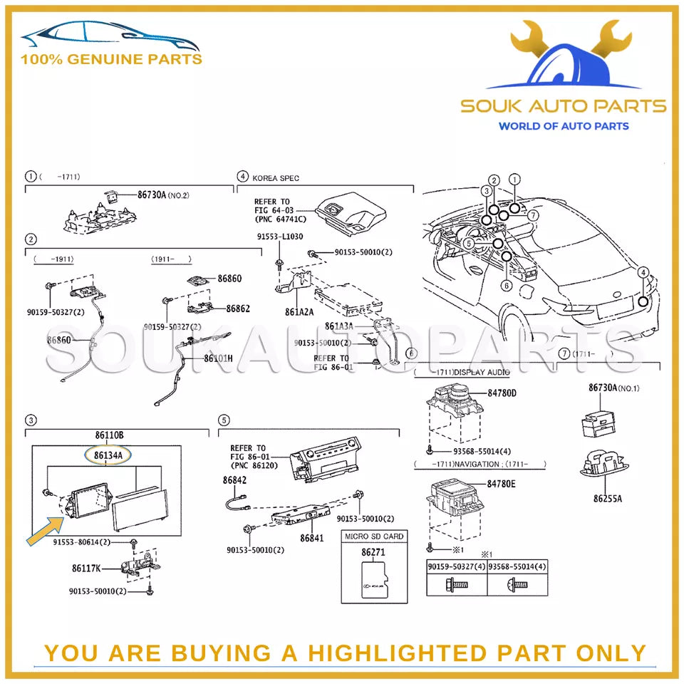 86134-53030 Genuine Toyota PARTS, MULTI-DISPLAY 8613453030 OEM LEXUS IS350 RC350