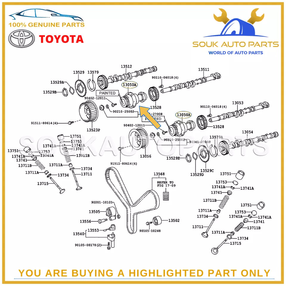 13050-50011 Genuine Toyota TUBE ASSY, CAMSHAFT TIMING 1UZFE 3UZFE