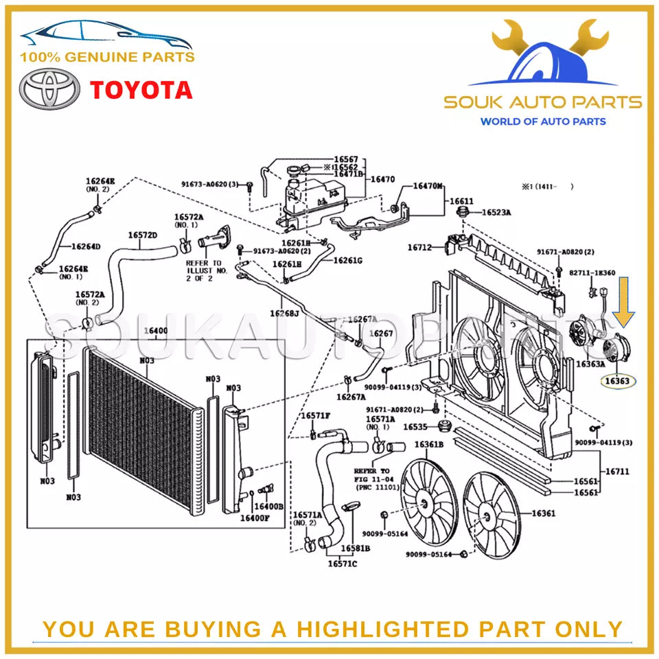 16363-28170 Genuine Toyota MOTOR, COOLING FAN 1636328170 OEM