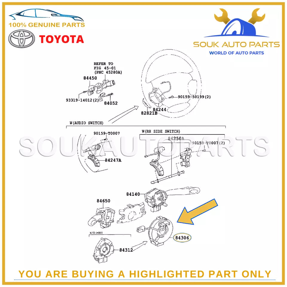 84306-02130 Genuine Toyota CABLE SUB-ASSY, SPIRAL 8430602130 OEM