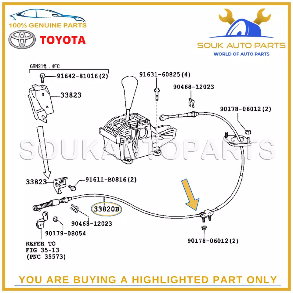 33820-60070 Genuine Toyota CABLE ASSY, TRANSMISSION FJ CRUISER 4RUNNER PRADO