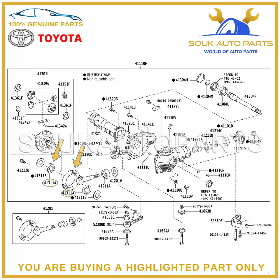 90366-58013 Genuine Toyota BEARING (FOR FRONT DIFFERENTIAL CASE) LC TUNDRA