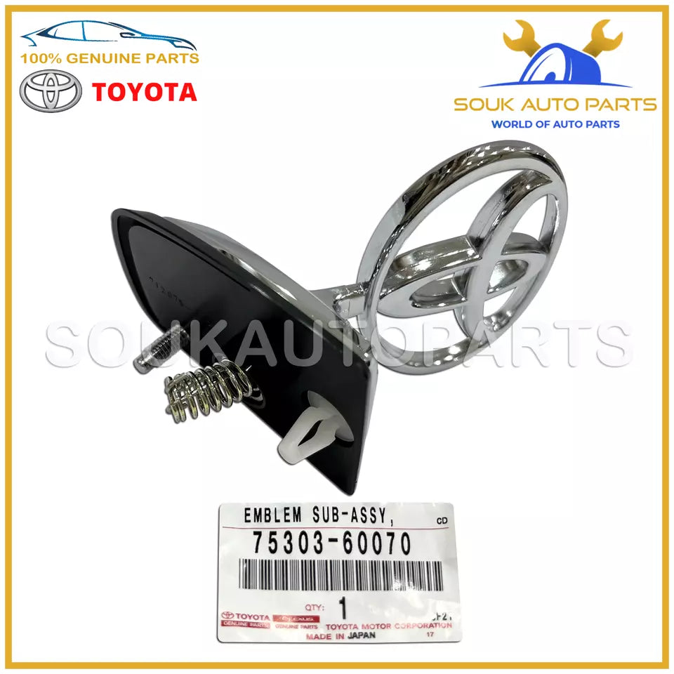 75303-60070 Genuine Toyota EMBLEM SUB-ASSY, HOOD 7530360070 OEM