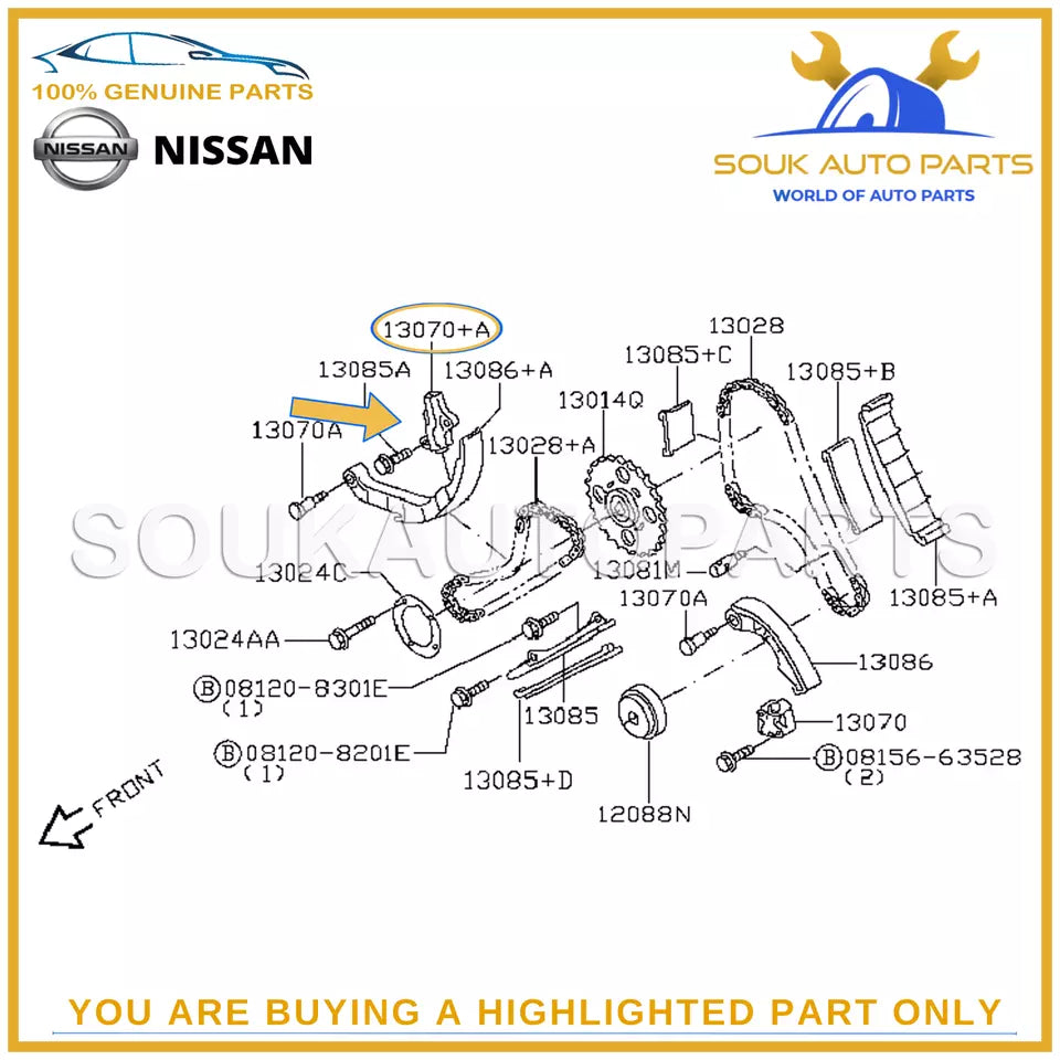 13070-EB71B Genuine Nissan TENSIONER ASSY-CHAIN 13070EB71B OEM