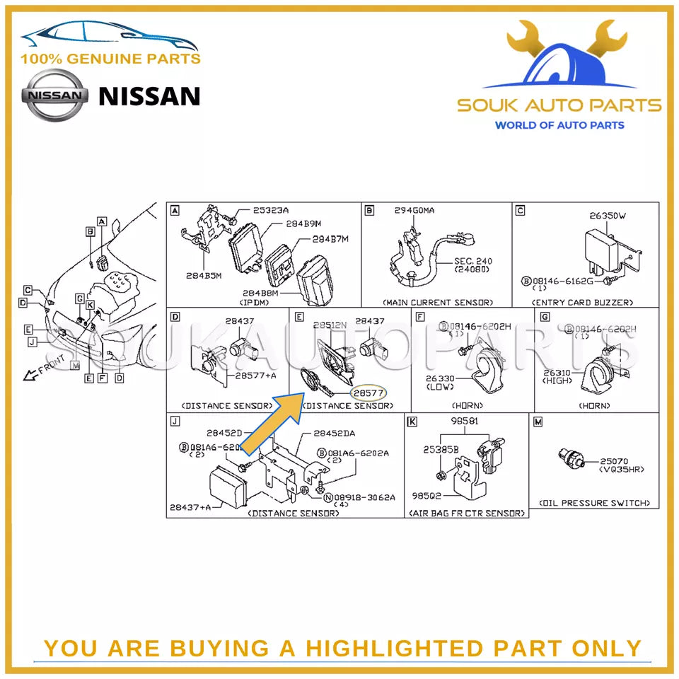 28533-5ZA0A Genuine Nissan PARKING SENSOR COVER 285335ZA0A OEM