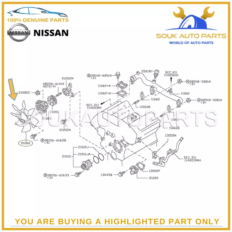 21060-AG202 Genuine Nissan ENGINE FAN BLADE COOLER VQ35DE V6 3.5L Infiniti G35