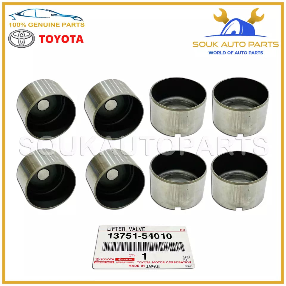 13751-54010 Genuine Toyota LIFTER, VALVE (Set of 8 Pcs) 1375154010 OEM