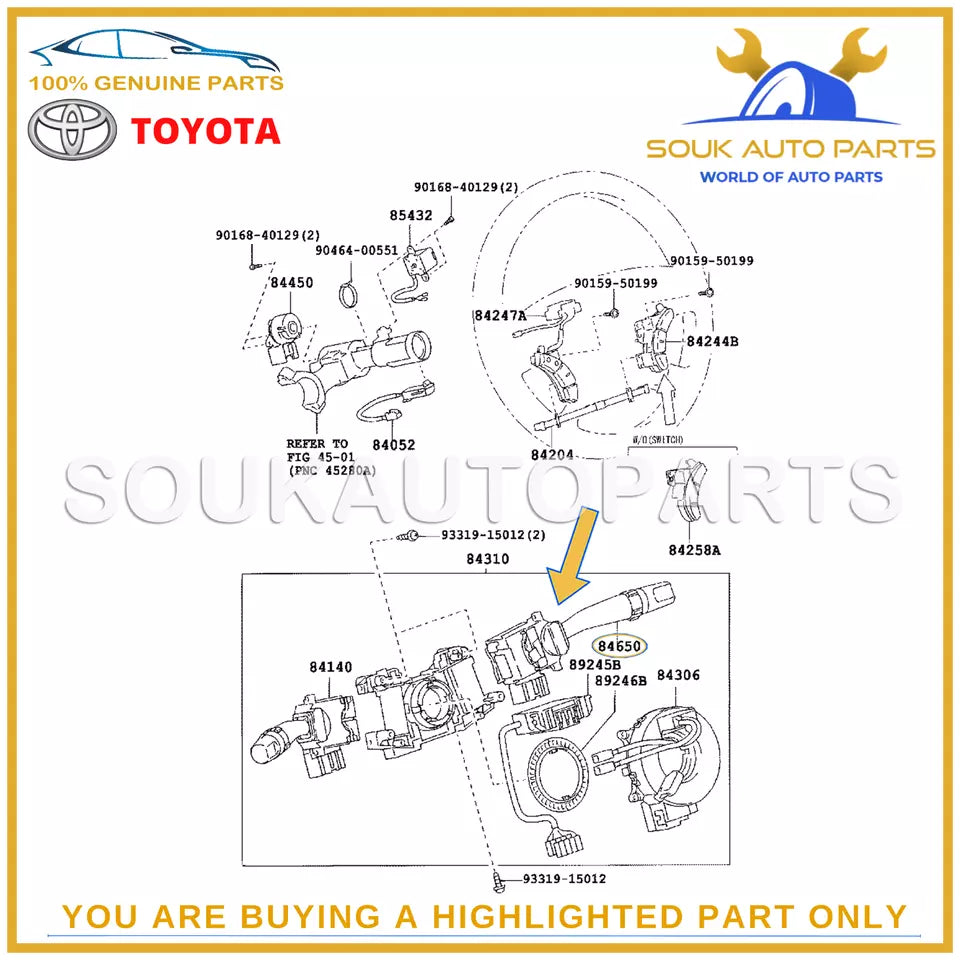 84652-14642 Genuine Toyota WINDSHIELD WIPER, SWITCH ASSY 4RUNNER FJ CRUISER