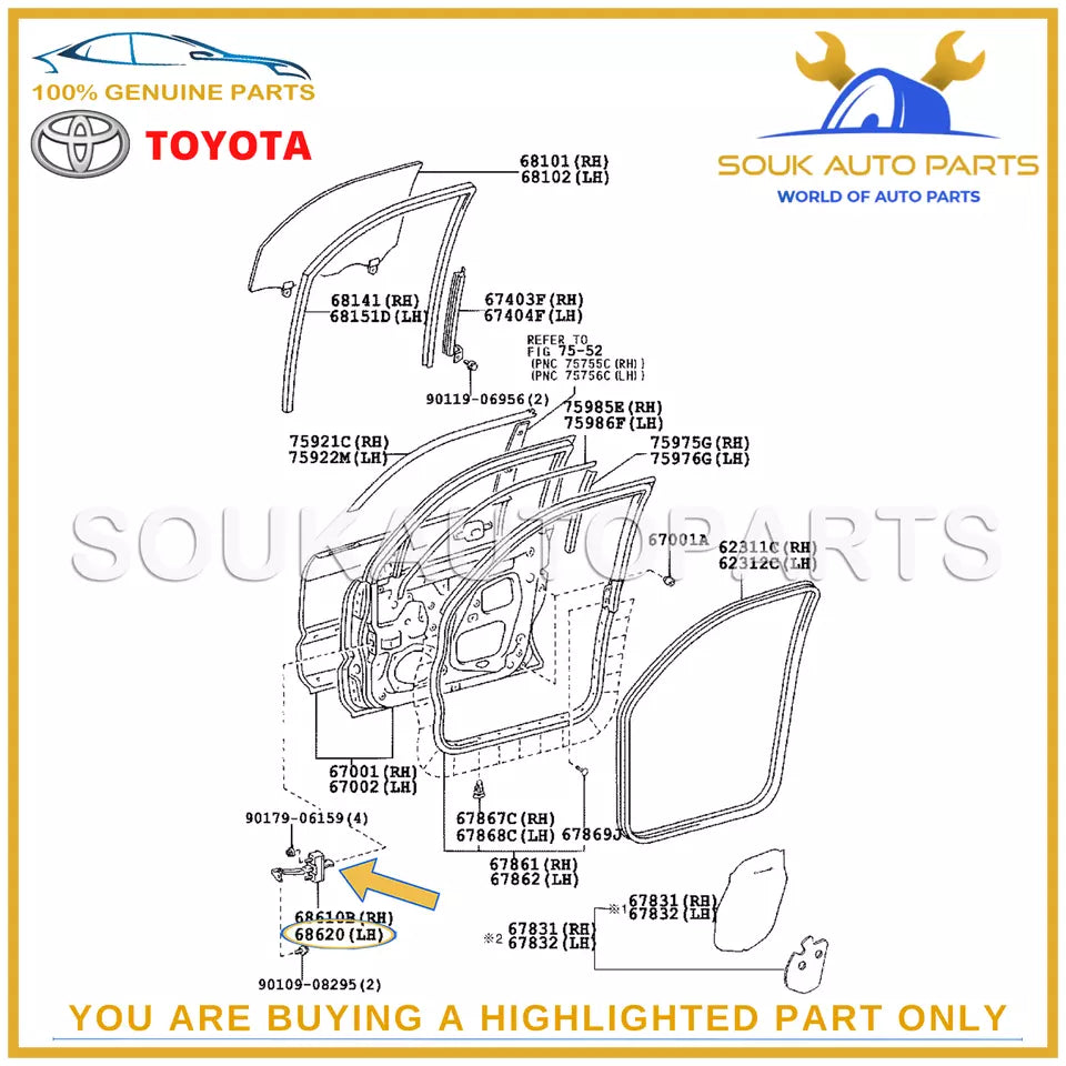 68620-60091 Genuine Toyota CHECK ASSY, FRONT DOOR, LH 6862060091 OEM