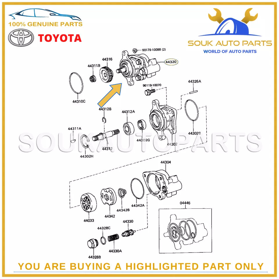 44320-60171 Genuine Toyota PUMP ASSY, VANE For LAND CRUISER 4432060171 OEM