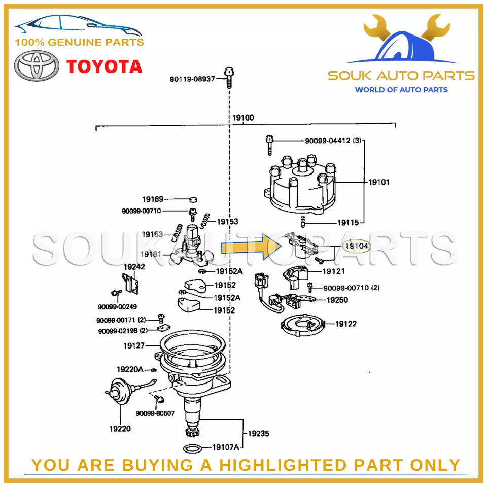 19104-66010 Genuine Toyota ROTOR KIT 1910466010 OEM For Land Cruiser