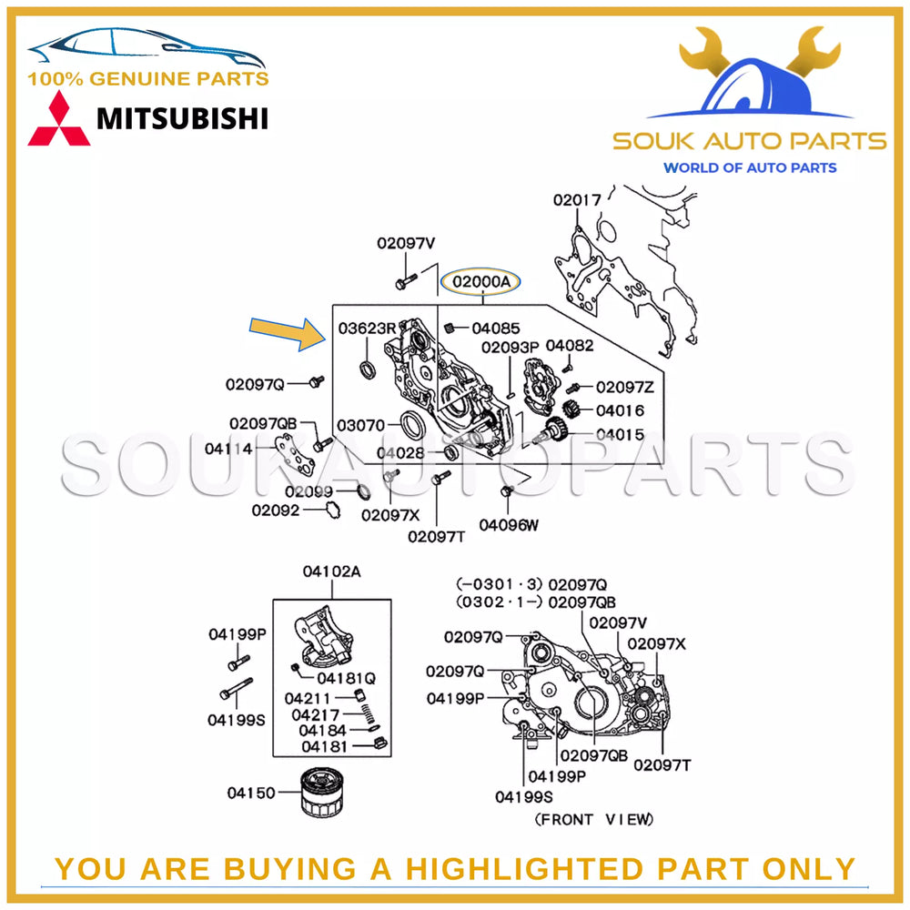 MD366260 Genuine Mitsubishi CASE ASSY, CYLINDER BLOCK 4G63 4G64