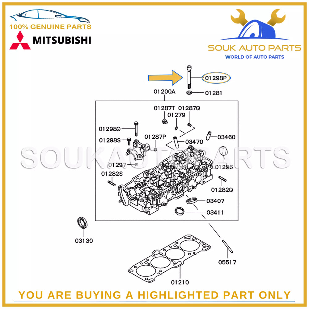 MD040514 Genuine Mitsubishi HEAD BOLT SET 4D56T 8V (18Pcs) PAJERO L200 LANCER