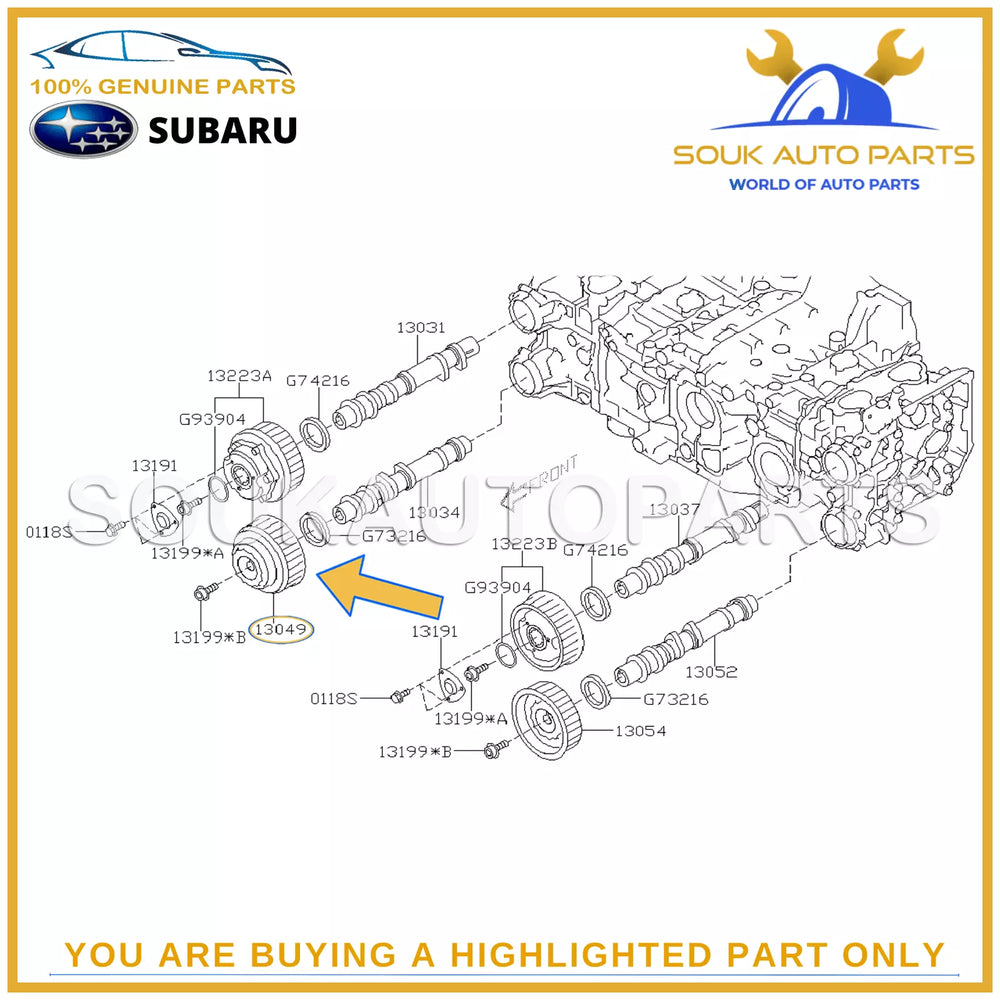 13049-AA041 Genuine Subaru SPROCKET CP-CAMSHAFT, RH EXHAUST 13049AA041 OEM