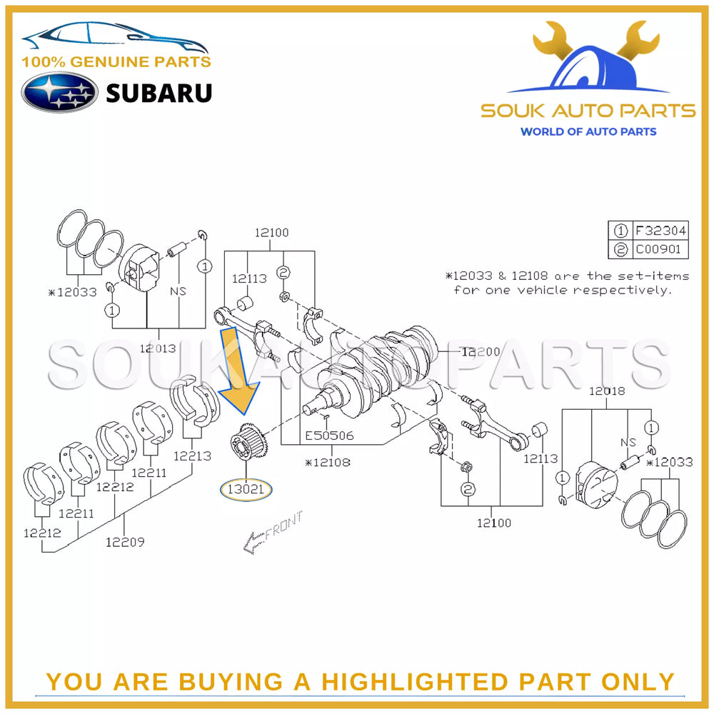 13021-AA141 Genuine Subaru TIMING CRANKSHAFT SPROCKET 13021AA141 OEM