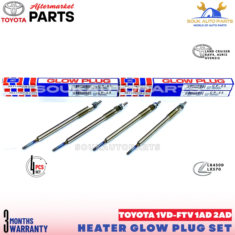 19850-26010 GLOW PLUG SET OF 4 PCS 1VD-FTV 1AD 2AD For Toyota LC Lexus LX570