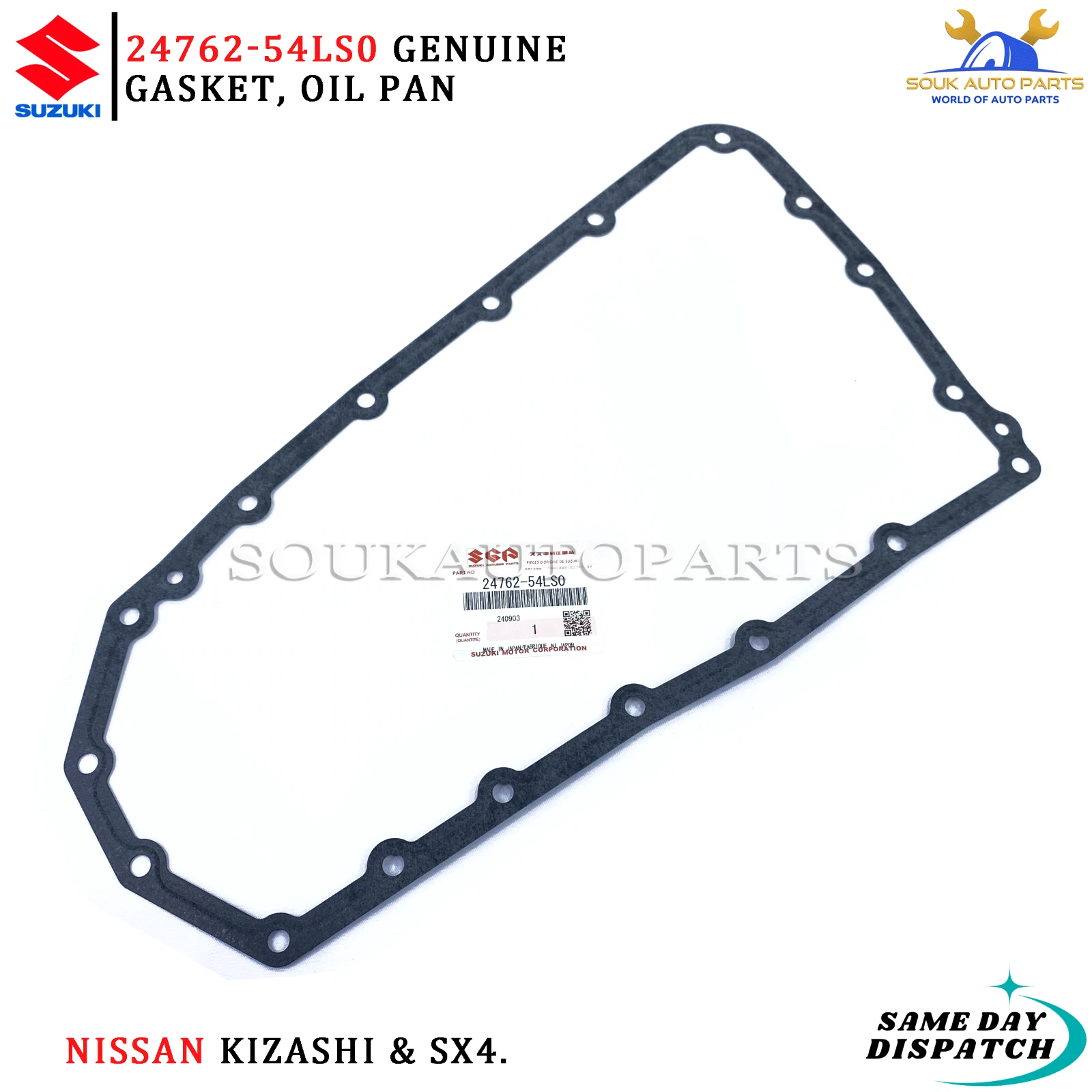 24762-54LS0 Genuine Suzuki GASKET, OIL PAN 2476254LS0 OEM Kizashi SX4