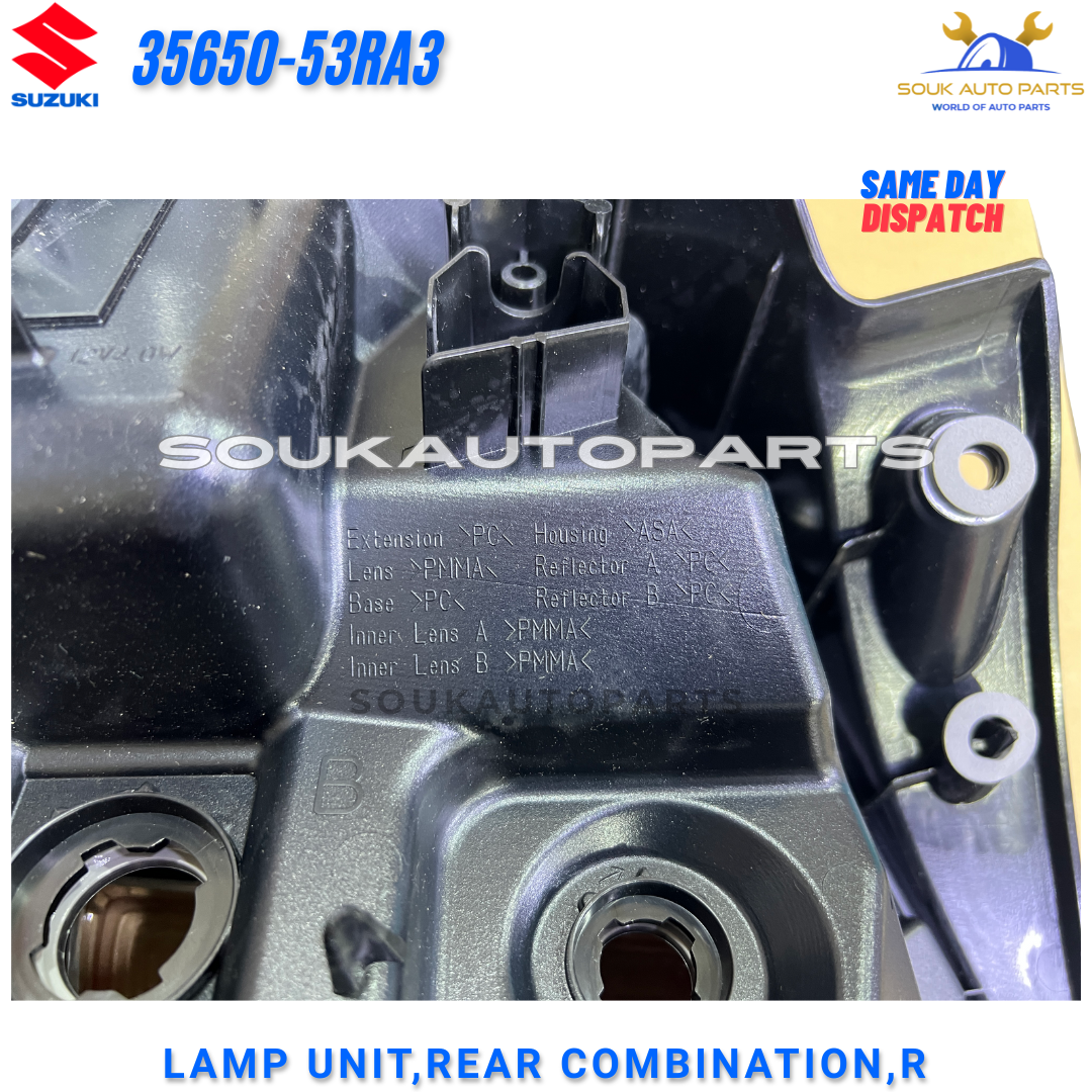 35650-53RA3 Genuine Suzuki LAMP UNIT, REAR COMBINATION, RH 3565053RA3 OEM SWIFT
