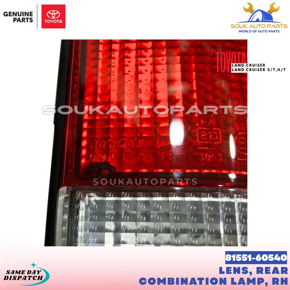 81551-60540 Genuine Toyota LENS, REAR COMBINATION LAMP, RH 8155160540 OEM LC