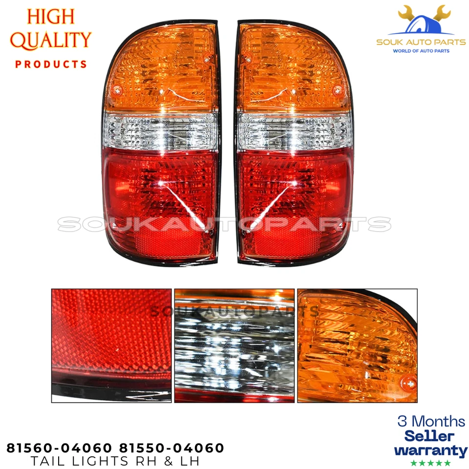 81560-04060 & 81550-04060 TAIL LIGHTS LAMPS W/BULBS For Toyota TACOMA 2001-2004