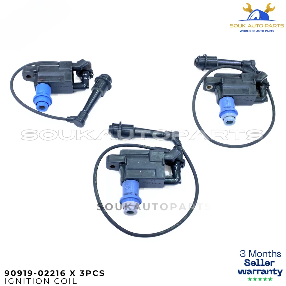 90919-02216 3xGenuine Toyota Lexus 1JZ 2JZ GE GTE VVTi Ignition Coil Set W/Wires