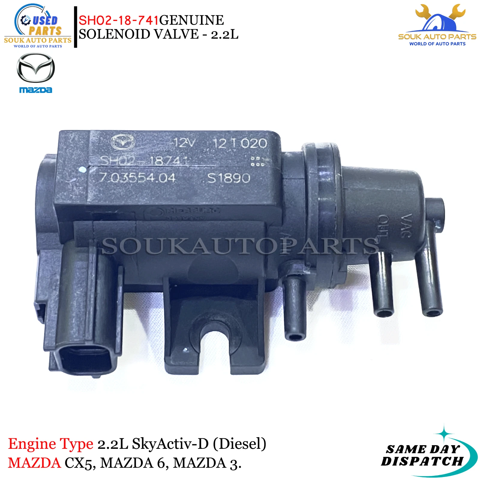 Genuine Mazda SH02-18-741 Solenoid Valve – 2.2L SkyActiv Diesel CX-5/6/3 2012-21