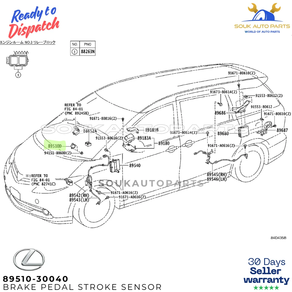 Genuine Toyota Lexus BRAKE PEDAL STROKE SENSOR 89510-30040 GS450h GS350 GS460