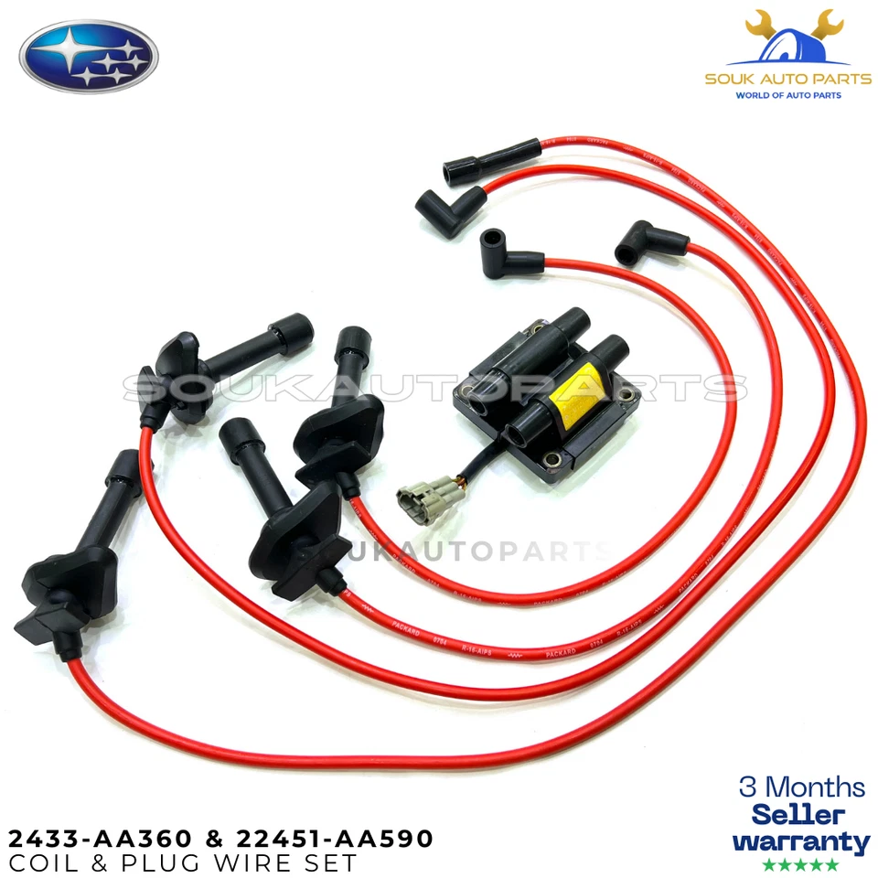 OEM Ignition Coil & Spark Plug Wires for JDM Subaru Impreza WRX STi EJ20K Turbo