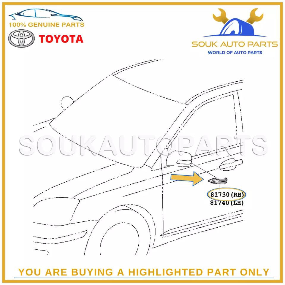 81730-05050 Genuine Toyota SIDE TURN SIGNAL LAMP ASSY, RH 8173005050 OEM