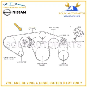 11720-1LA0B Genuine Nissan FAN-BELT, 117201LA0B OEM 5.6LTR V8 2017-2022