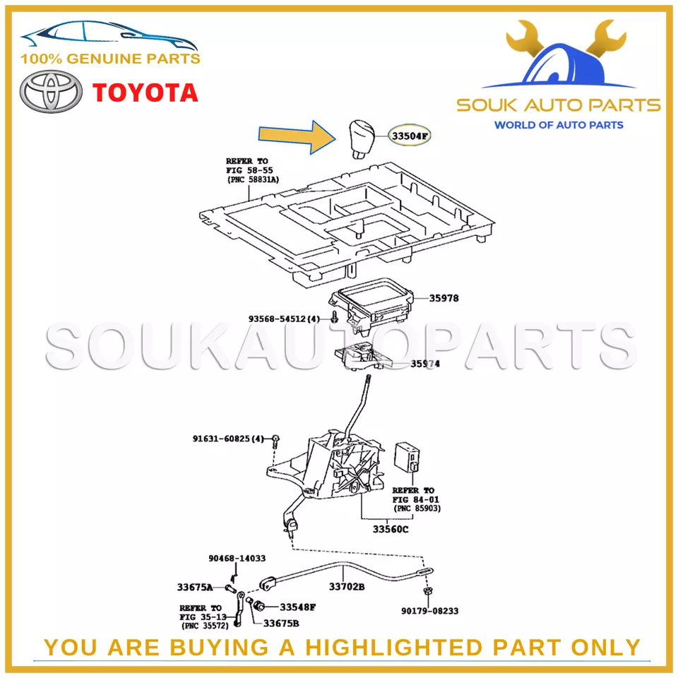 33504-60490-C0 Genuine Toyota KNOB SUB-ASSY SHIFT LEXUS LX570, LX450d 2016-2020