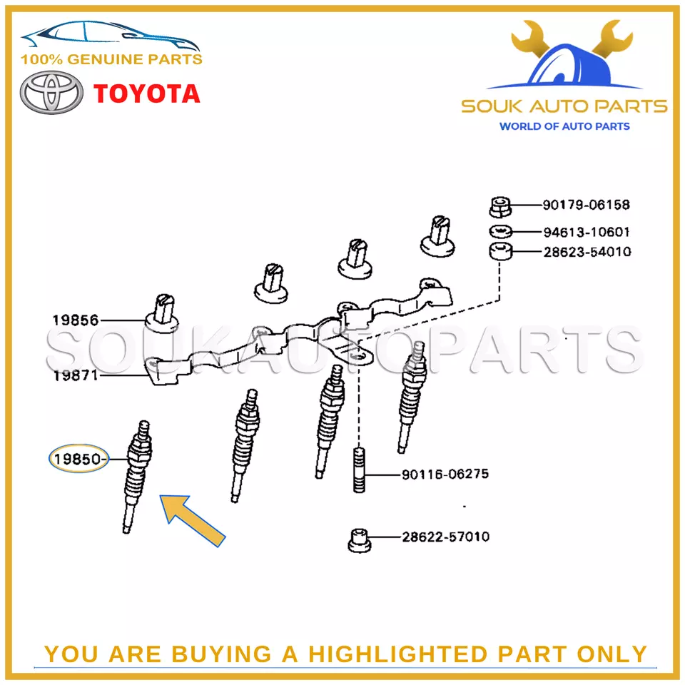 19850-54090 Genuine Toyota HEATER GLOW PLUG SET 1985054090 OEM