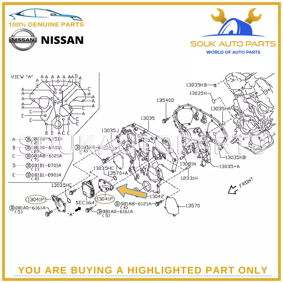 13041-8J10A Genuine Nissan COVER ASSY-VTC 130418J10A OEM