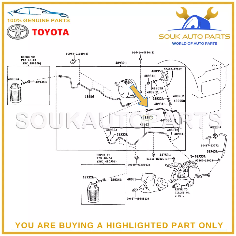 48987-60010 Genuine Toyota HEIGHT CONTROL TUBE, NO.7 LEXUS GX470 4RUNNER