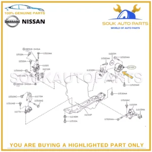 11320-8H800 Genuine Nissan INSULATOR ENGINE MOUNTING, REAR 113208H800 OEM