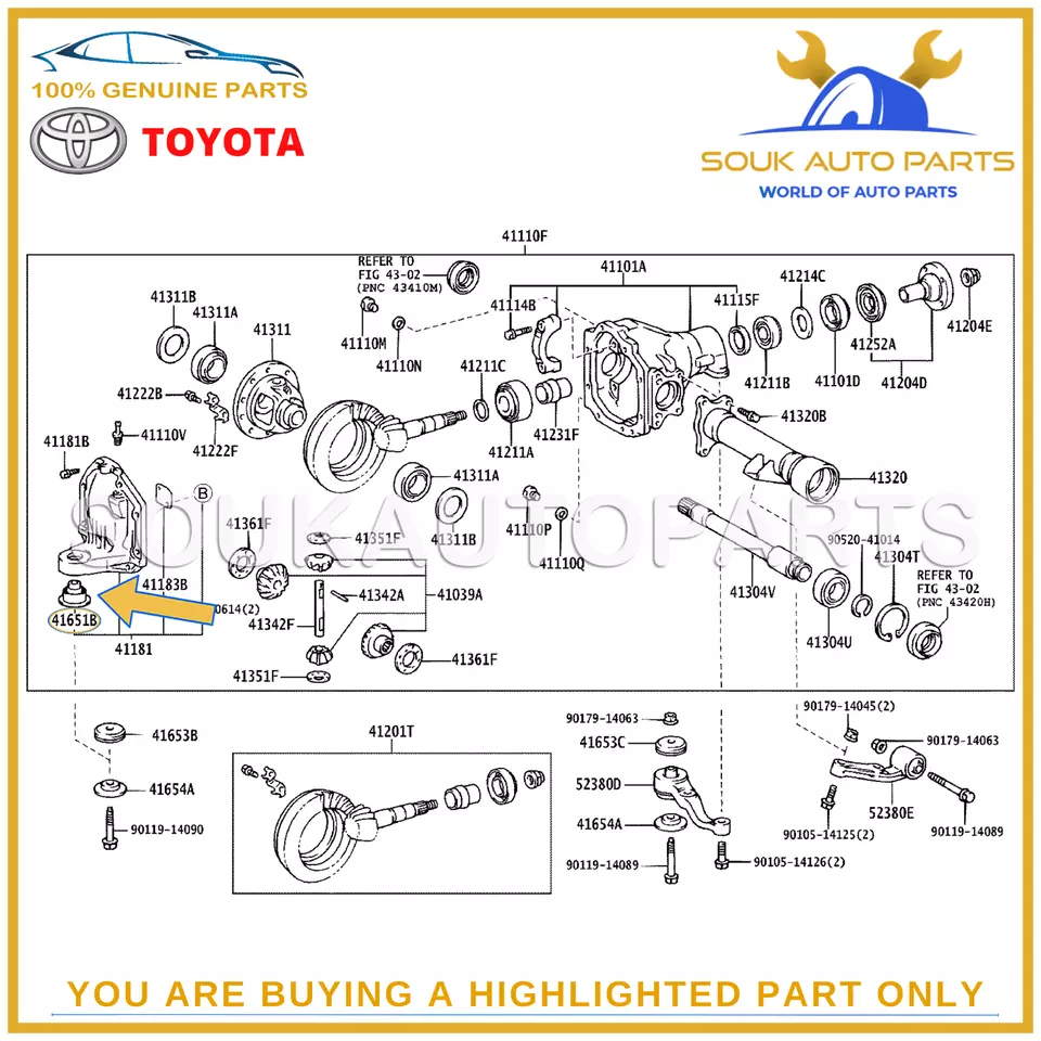41651-60010 Genuine Toyota CUSHION, FR DIFFERENTIAL MOUNT, NO.1 4165160010 OEM