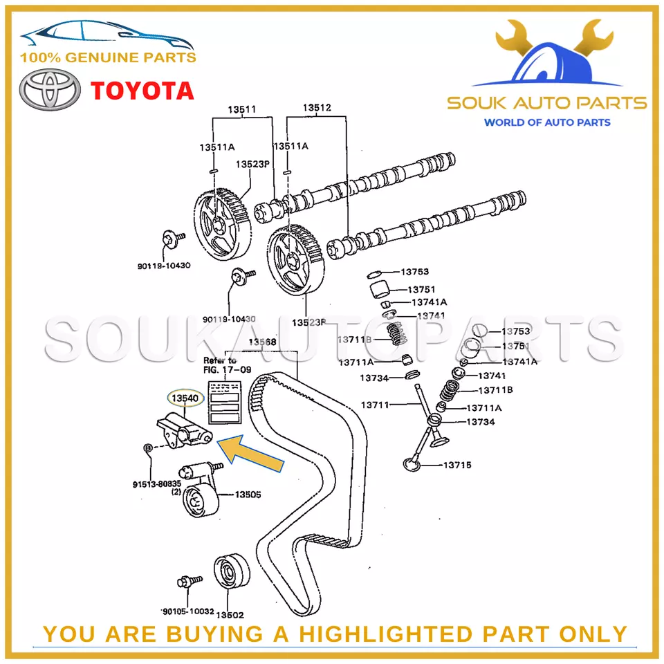 13540-88382 Genuine Toyota TIMING CHAIN TENSIONER ASSY 1354088382 OEM