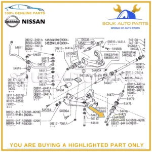 54470-31G00 NISSAN FRONT SUSPENSION TENSION ROD, RH/LH 5447031G00 Genuine OEM