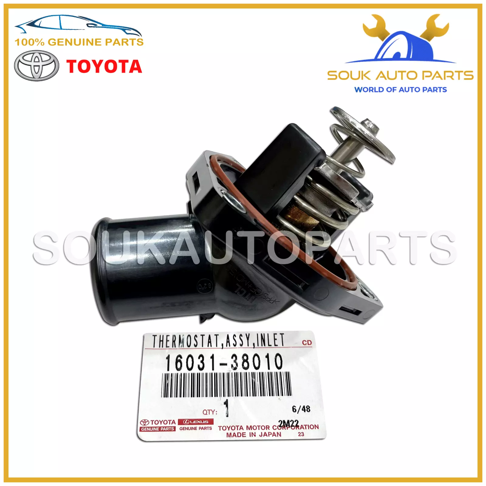16031-38010 Genuine Toyota WATER INLET SUB-ASSY, W/THERMOSTAT 1603138010 OEM