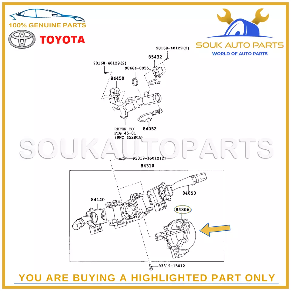 84306-60080 Genuine Toyota CABLE SUB-ASSY, SPIRAL 8430660080 OEM