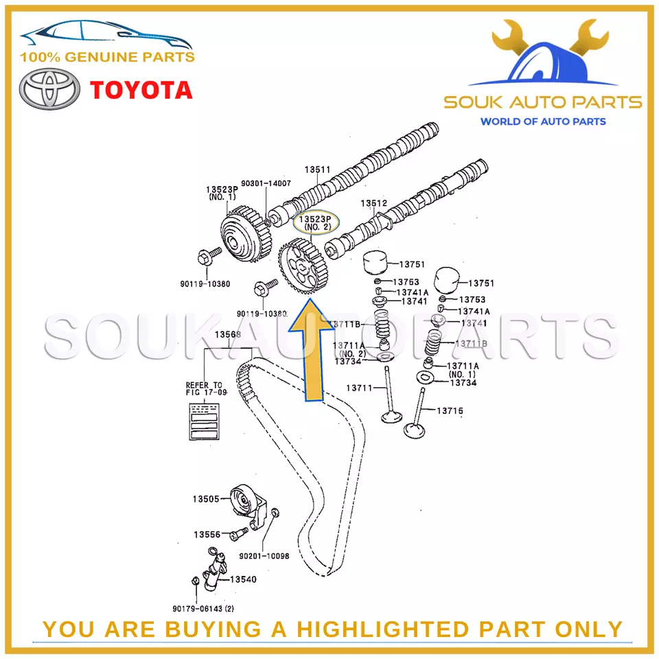 13050-16020 Genuine Toyota PULLEY, CAMSHAFT TIMING 1305016020 OEM COROLLA