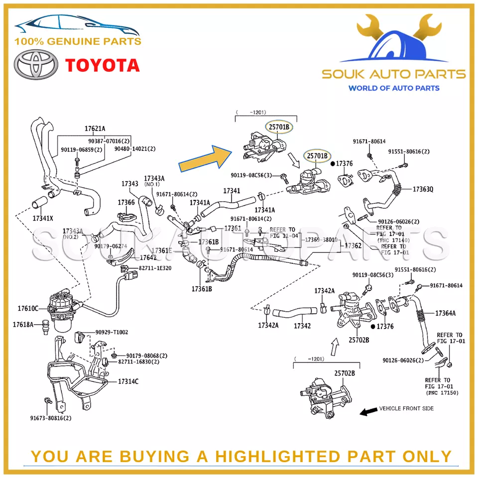 25701-38100 Genuine Toyota VALVE SET, EMISSION CONTROL, NO.2 TUNDRA LC LEXUS