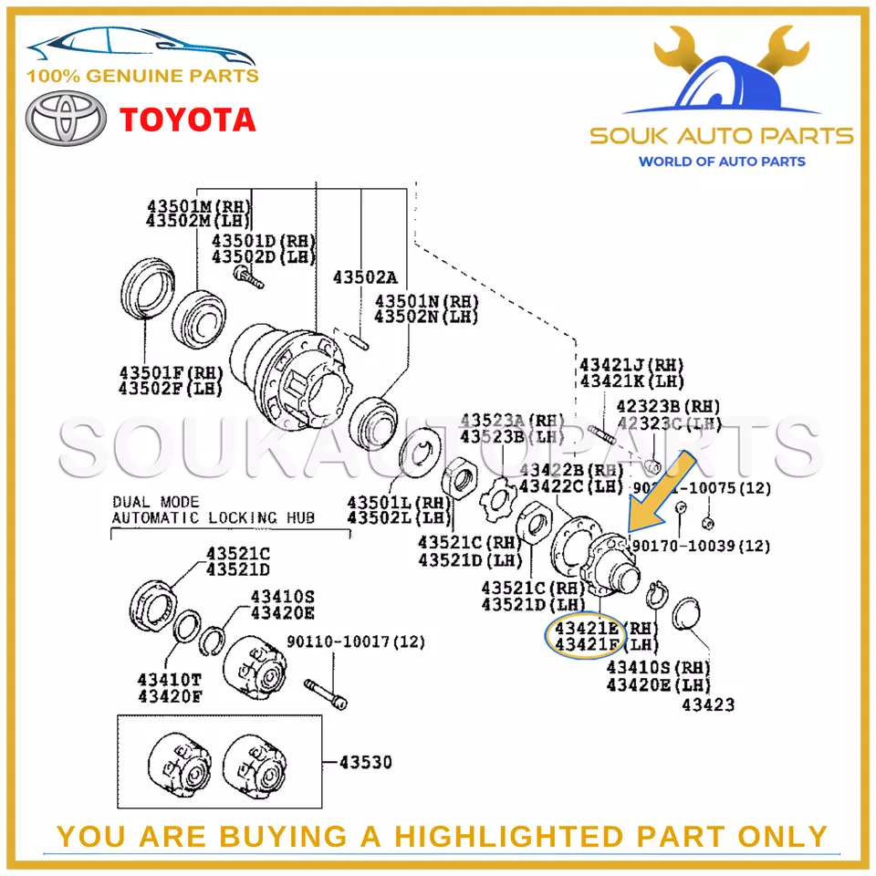 43421-60060 Toyota FRONT AXLE OUTER SHAFT FLANGE, RH/LH 4342160060 Genuine OEM